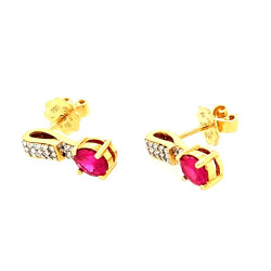 Pre Owned 18ct Ruby and Diamond Set Earrings ZR886